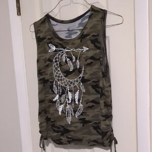 No Boundaries Camo Tank Top with Dreamcatcher